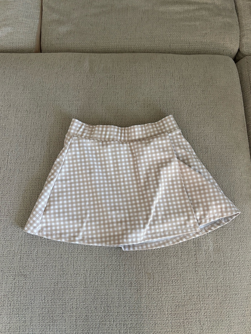White and beige gingham spandex skort!